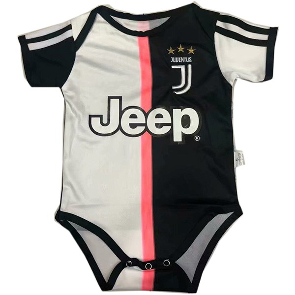 Camiseta Juventus Replica Primera Ropa Onesies Niño 2019/20 Blanco Negro